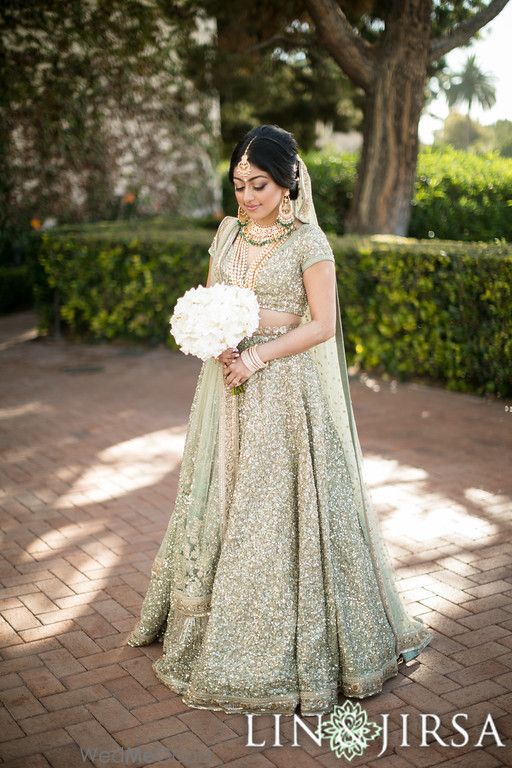 Photo of Light green sequin day wedding lehenga