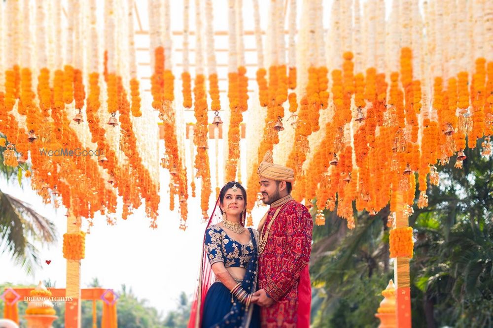 Photo of Mandap with genda phool floral strings