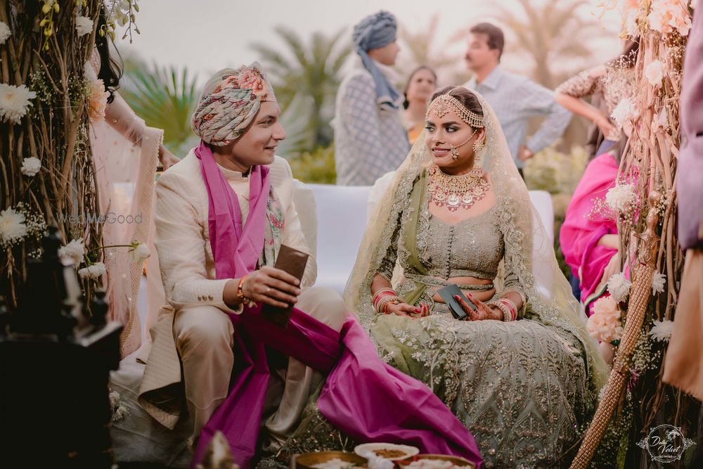 Photo of Candid couple shot with offbeat bride