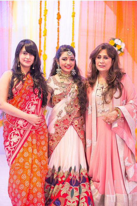 Photo of white and red lehenga