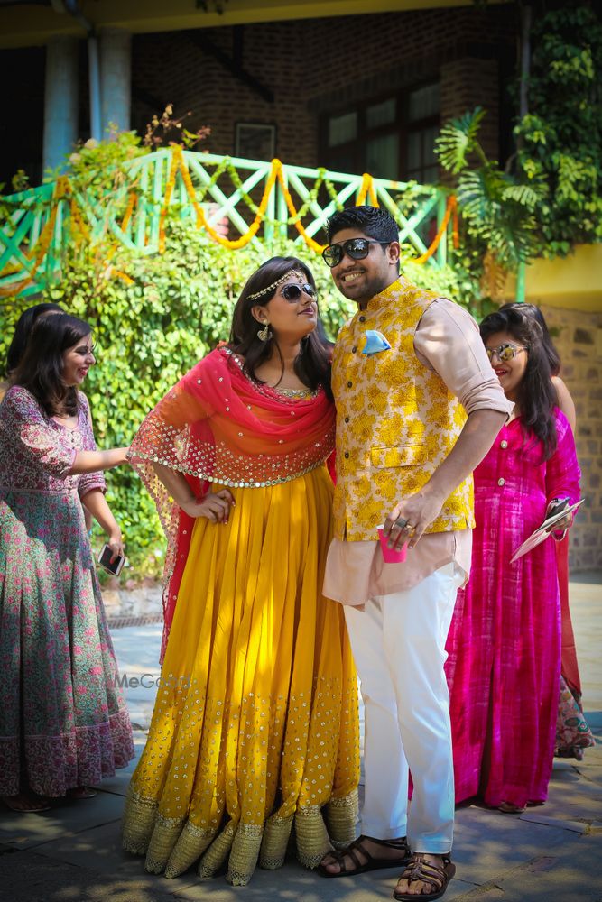 Photo of Yellow and coral anarkali for mehendi