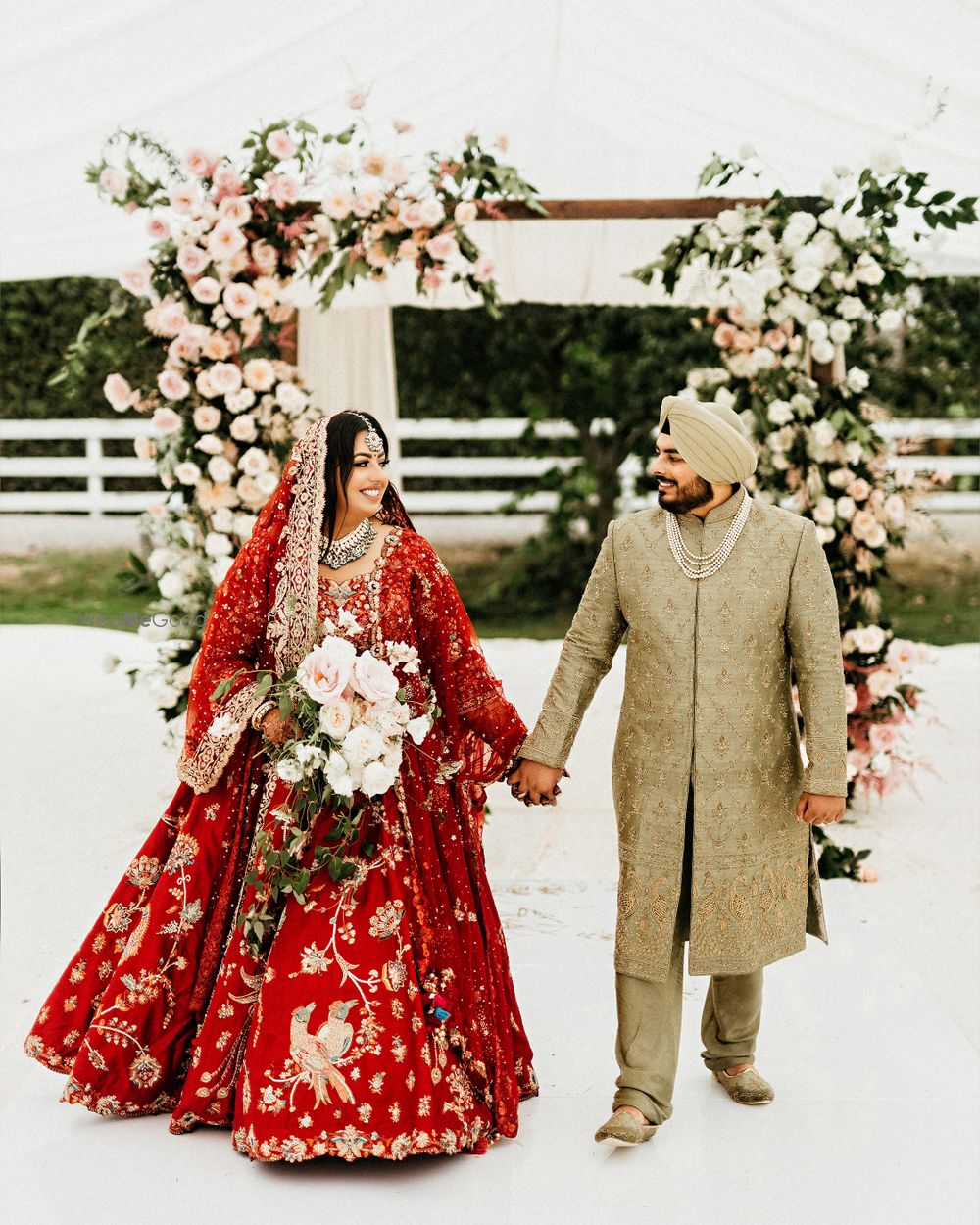 Photo of happy bride and groom shot after the wedding