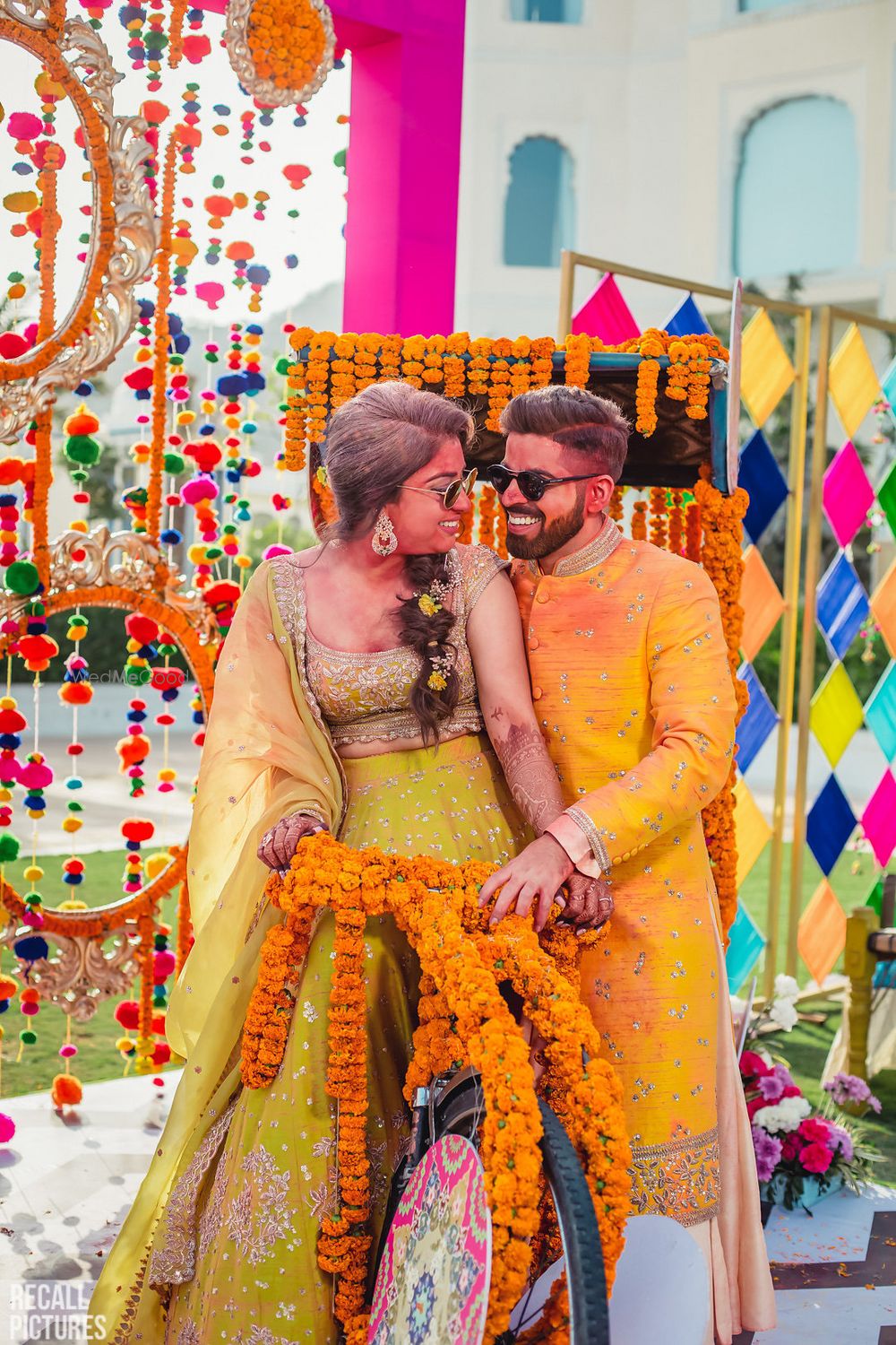 Photo of Couple portrait after holi party on mehendi