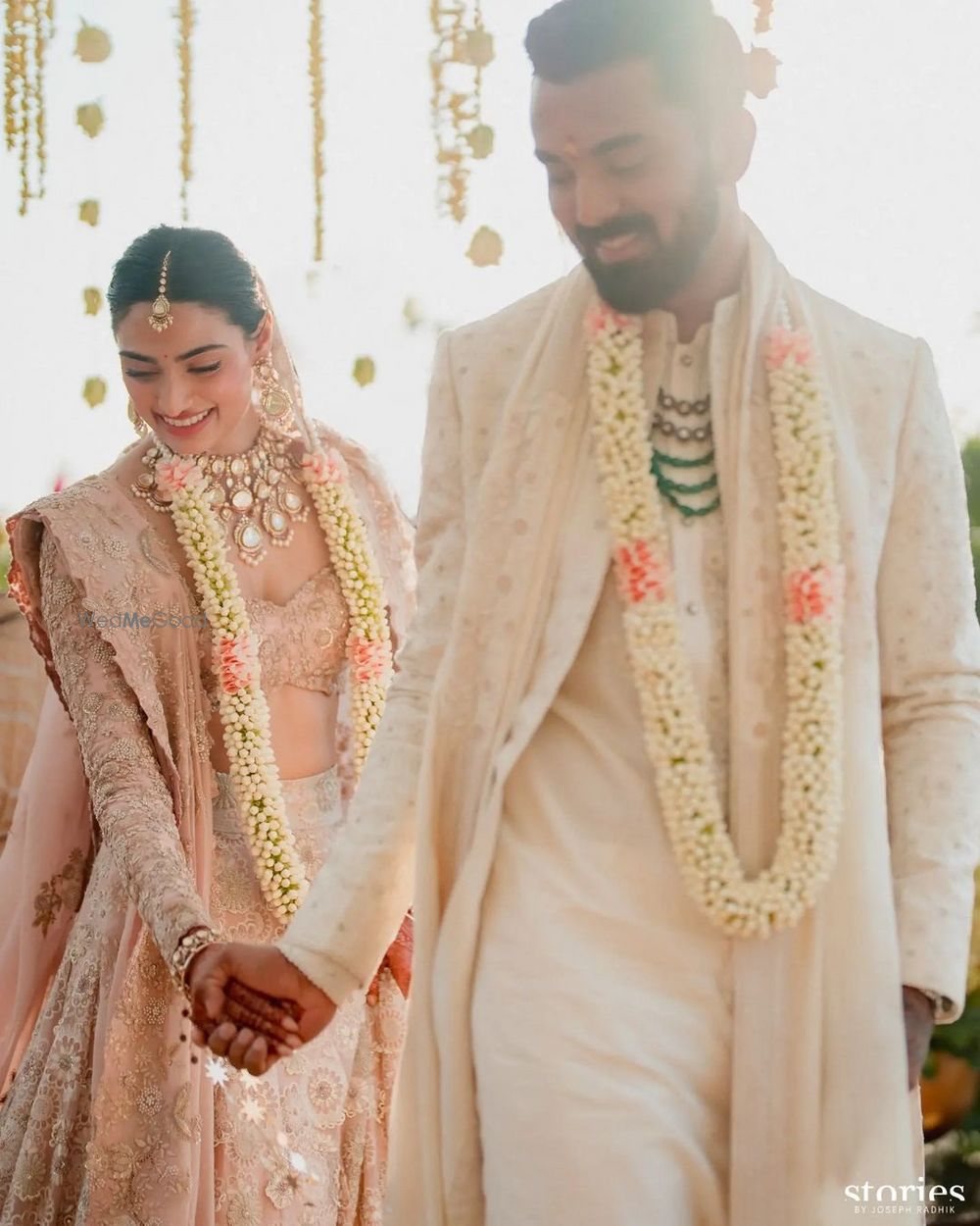 Photo of Happy Couple Photo On Wedding Day At Mandap By Athiya Shetty and KL Rahul