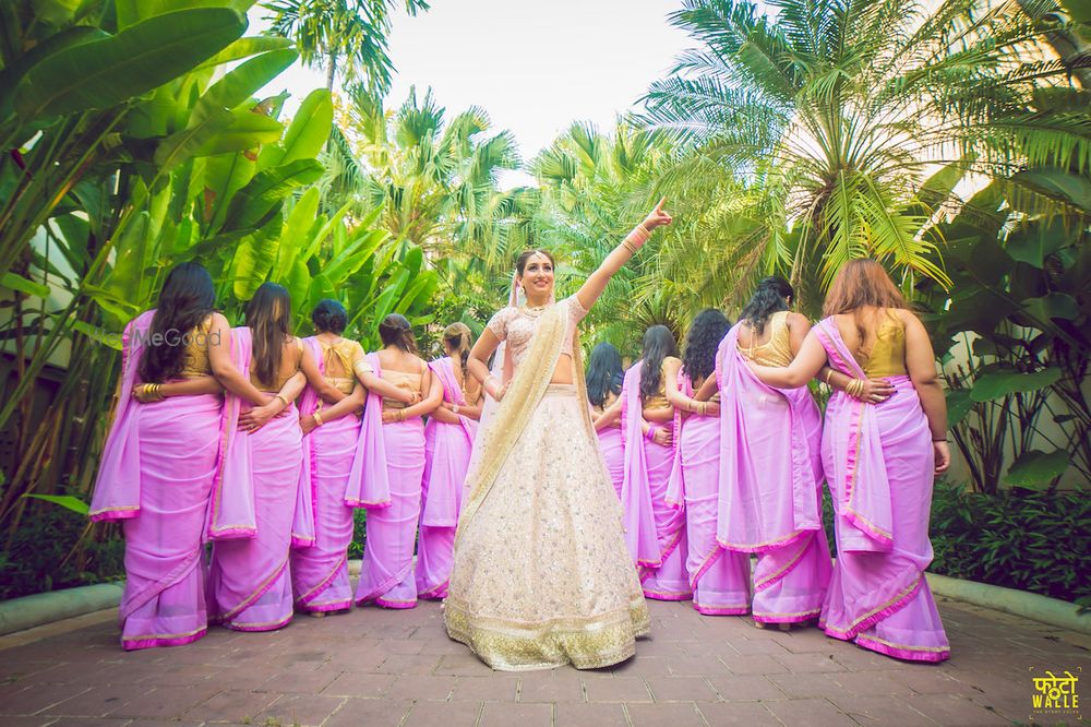 Photo of Cute bride and bridesmaid matching photo