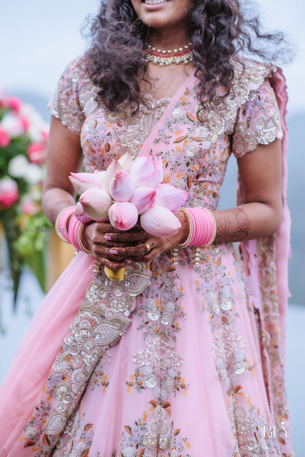 Photo of bridal bouquet of lotuses