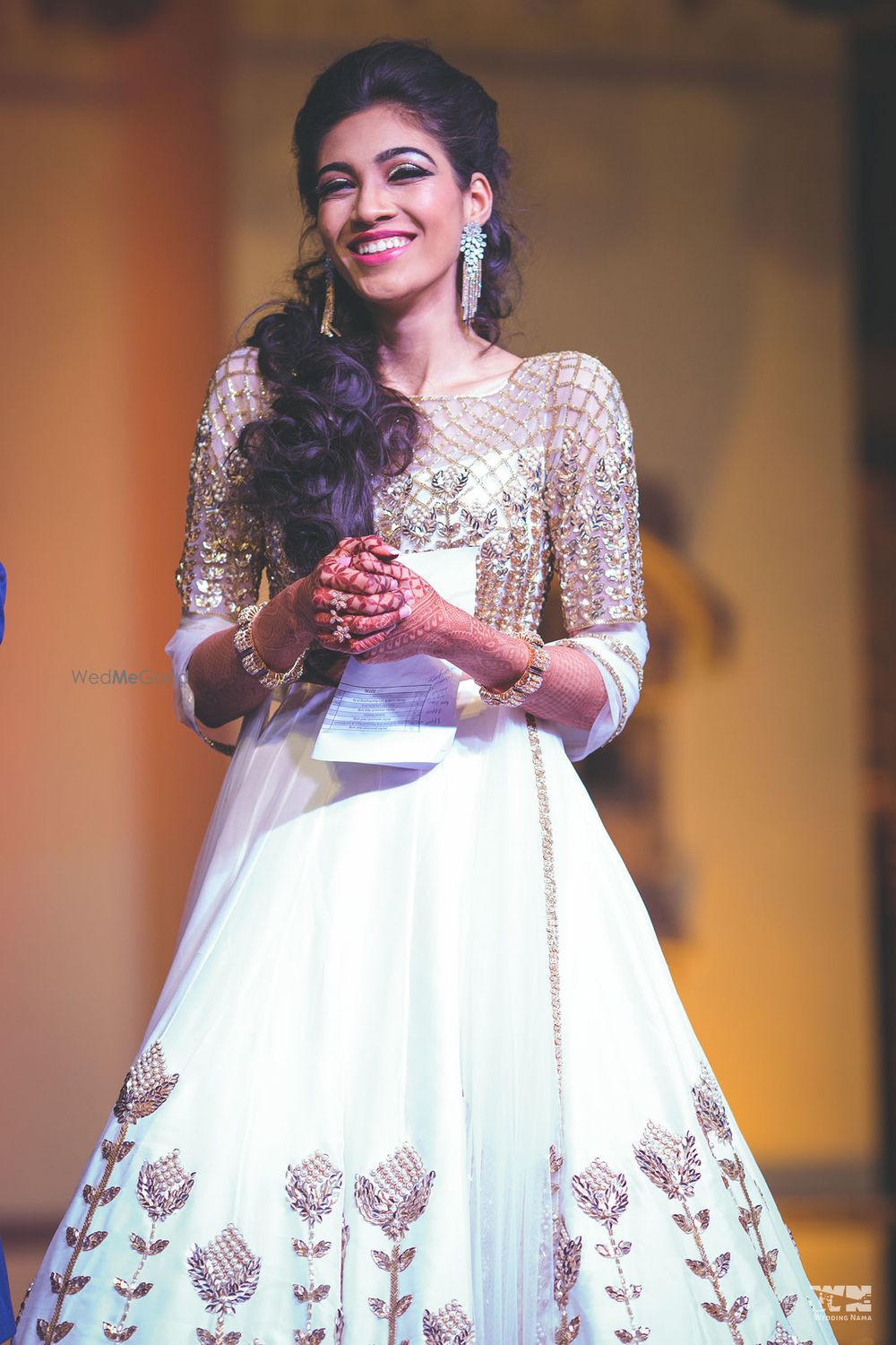 Photo of Happy bride shot in white lehenga