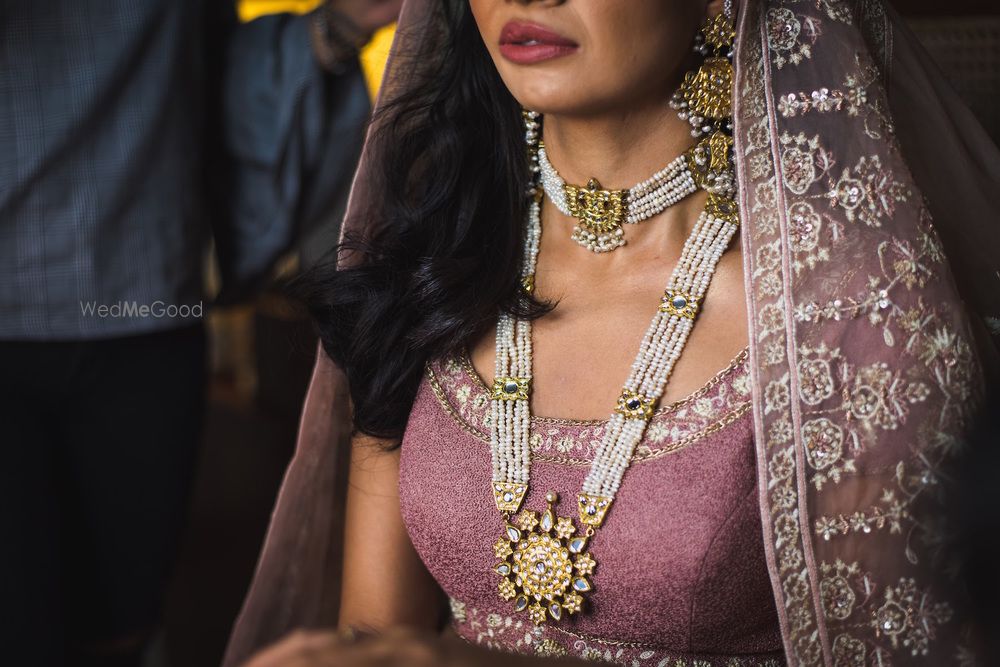 Photo of Layered pearl bridal necklaces with choker and long necklace