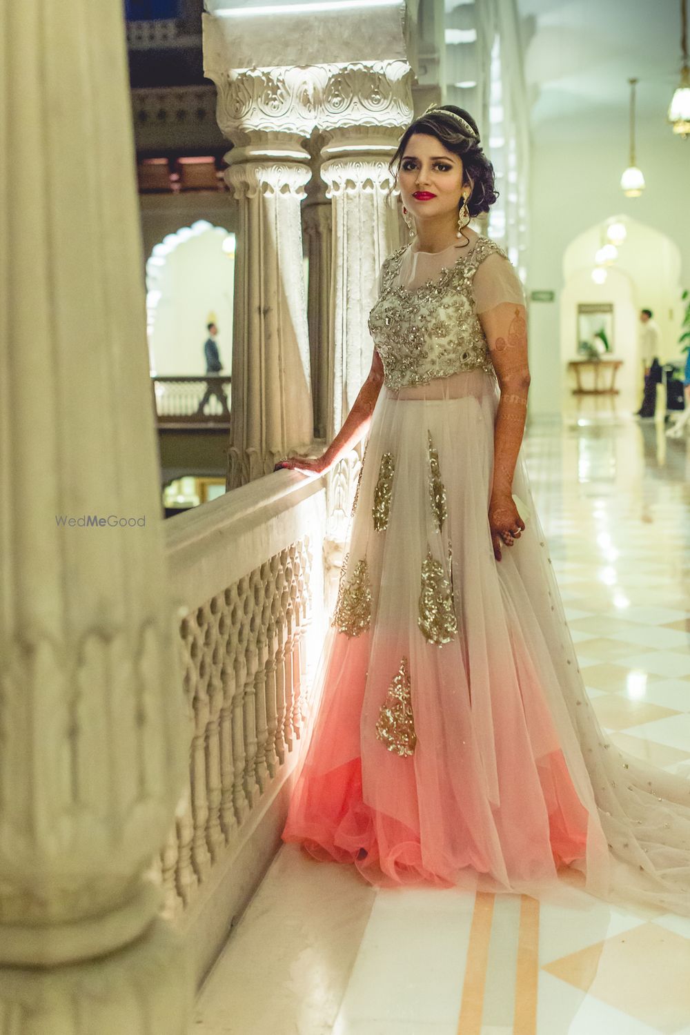 Photo of white and peach gown