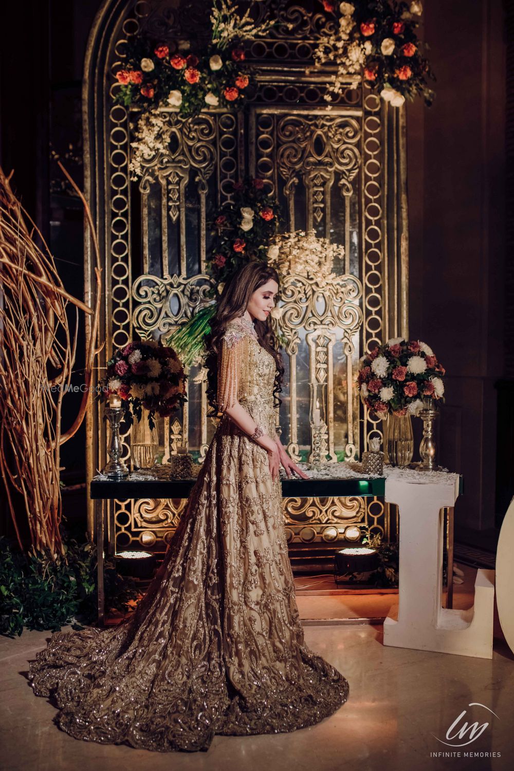 Photo of grey gown for bride with a train