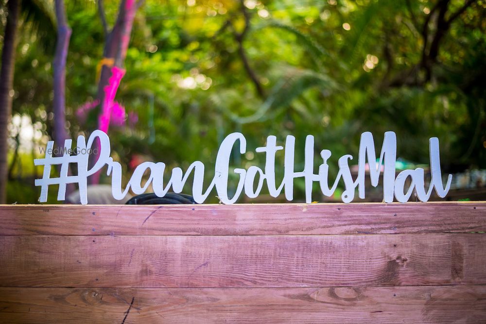 Photo of Wedding hashtag as decor