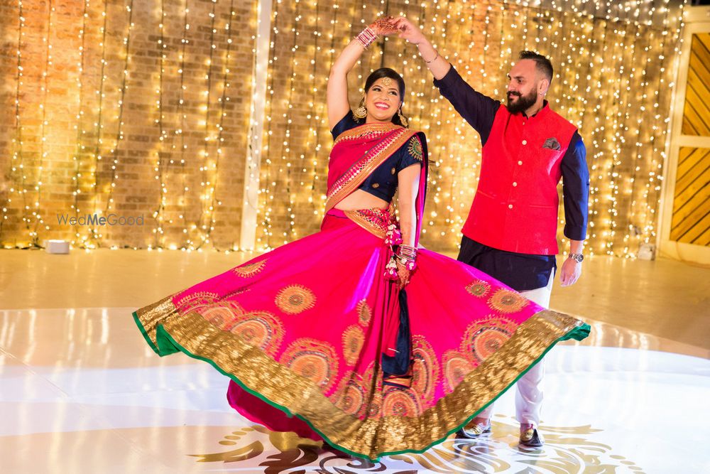 Photo of pink and blue lehenga