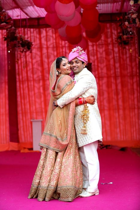 Photo of soft pink bridal lehenga