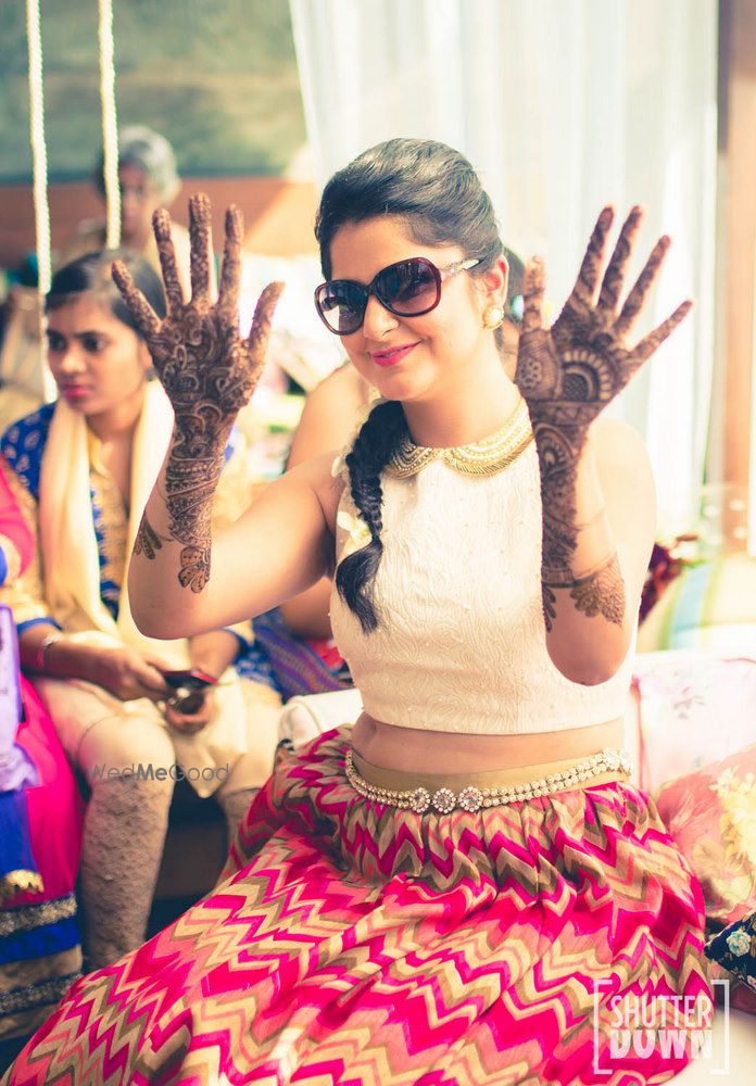 Photo of Crop top lehenga for mehendi