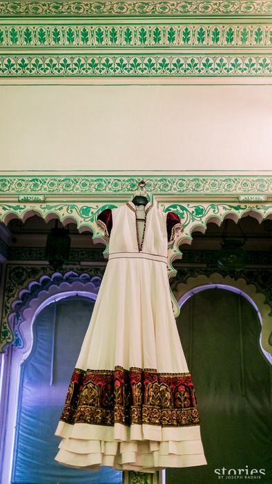 Photo of white mul mul short sleeves floor length anarkali with big velvet border