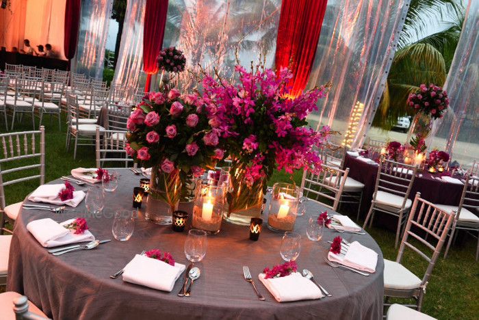 Photo of purple centerpieces