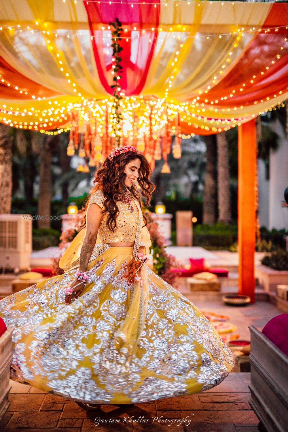 Photo of Pretty silver and yellow mehendi lehenga