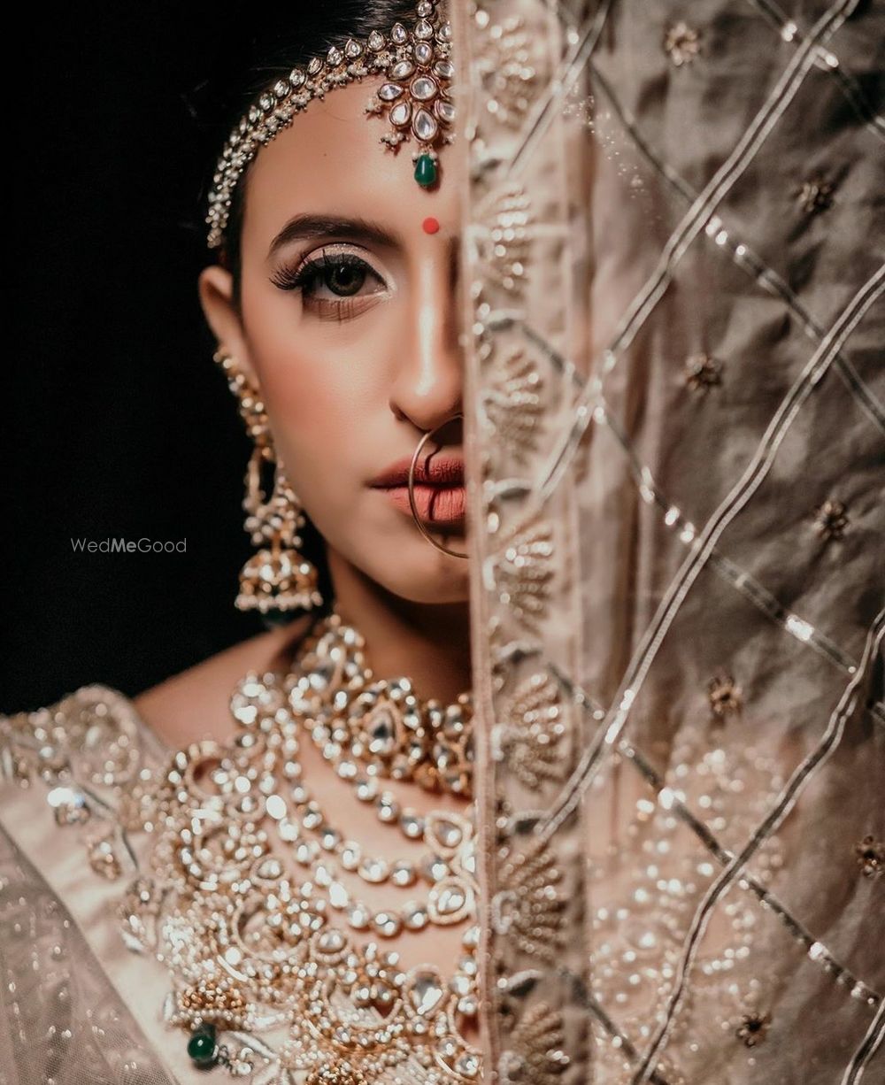 Photo of Subtle bridal makeup with nude lips