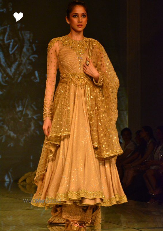 Photo of gold anarkali lehenga