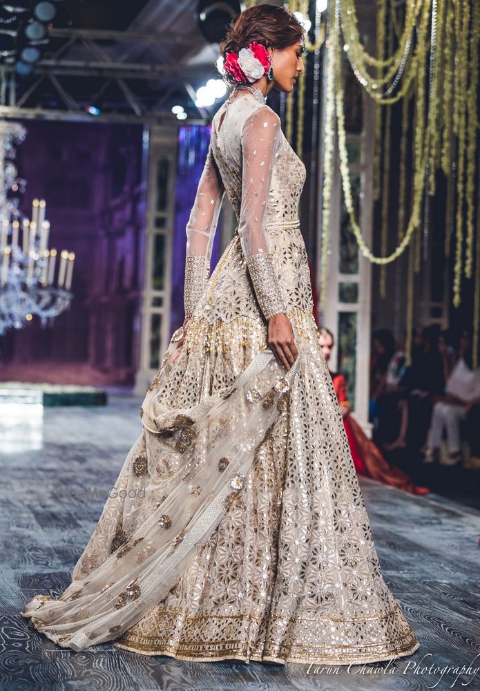 Photo of Tahiliani Light Grey Lehenga with Silver Gota Work