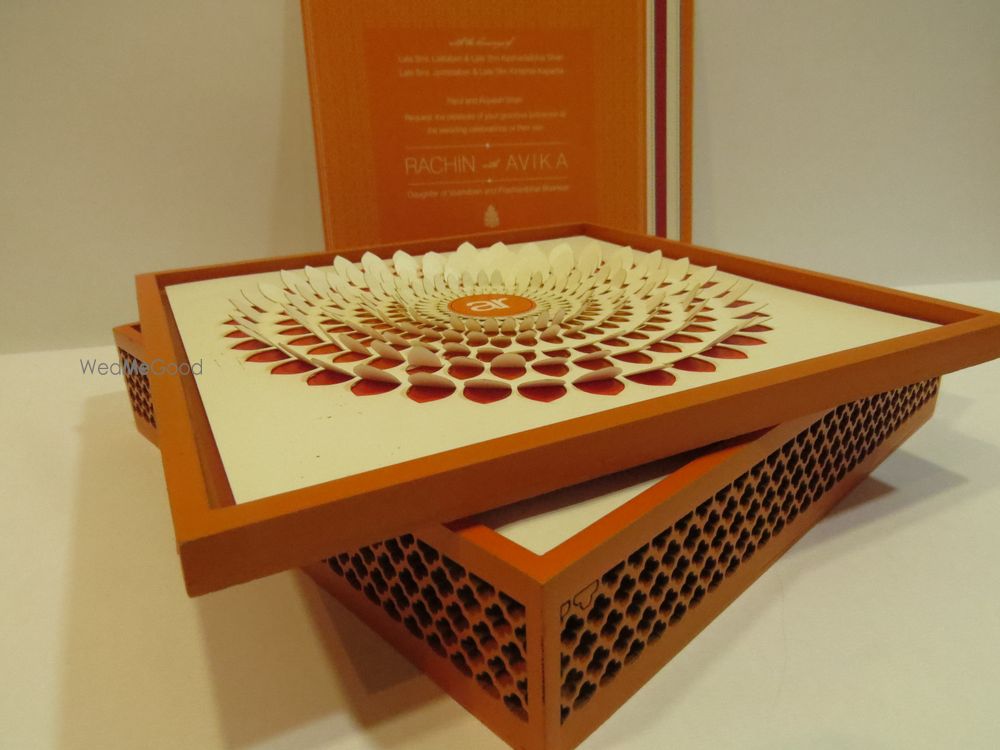 Photo of cream and brown box with laser cut