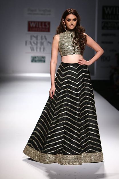 Photo of Payal Singhal black lehenga with crop top