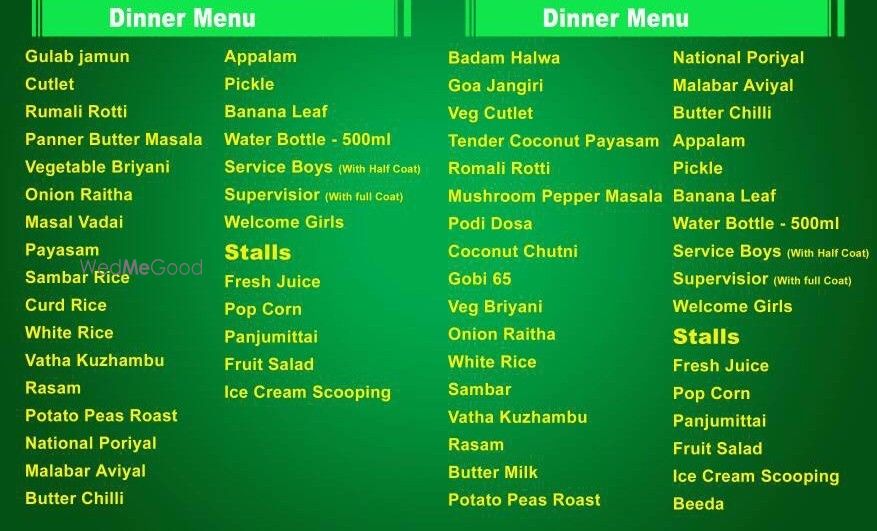 Photo From Grace Caterers - Vegetarian Menu - By Grace Caterers