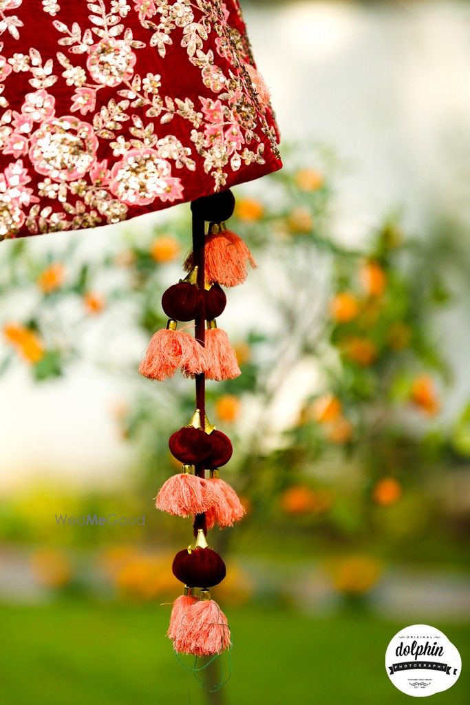 Photo of Unique lehenga latkans in maroon and peach