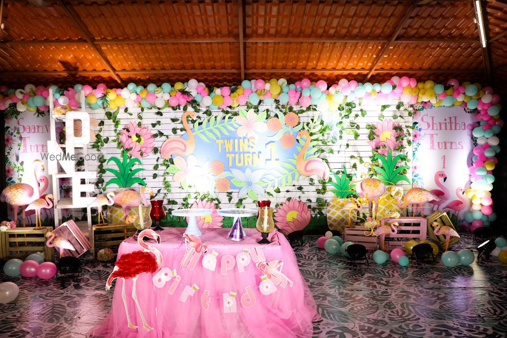 Photo From Saanvi & Shritha 1 st Birthday Flamingo theme at Resort - By Krishna's Events