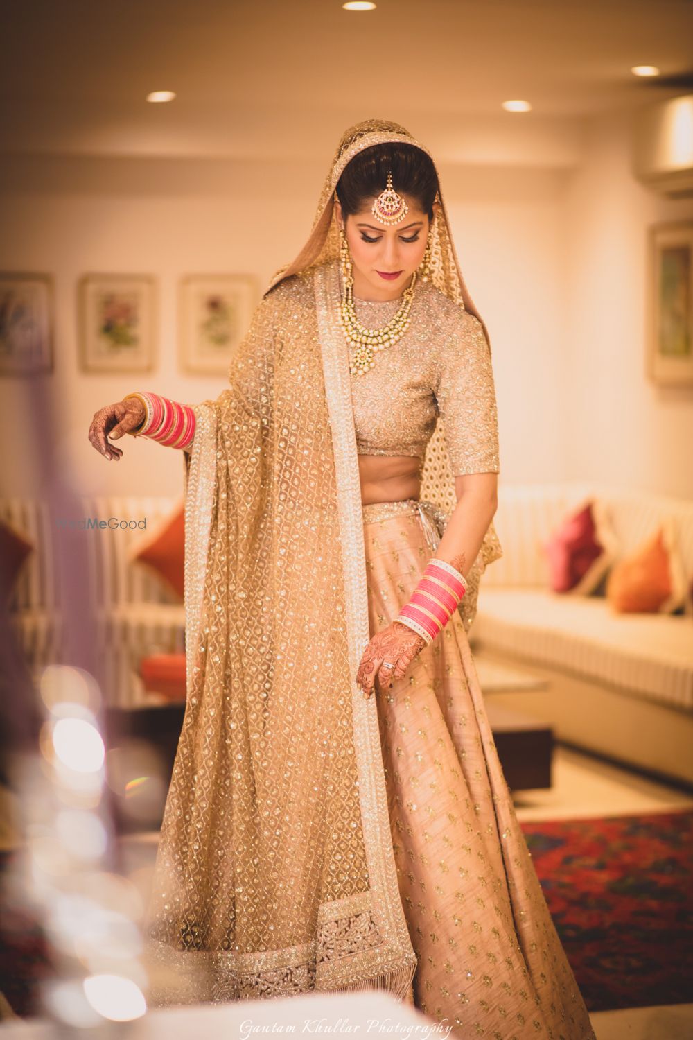 Photo of Grey silver shimmery bridal lehenga