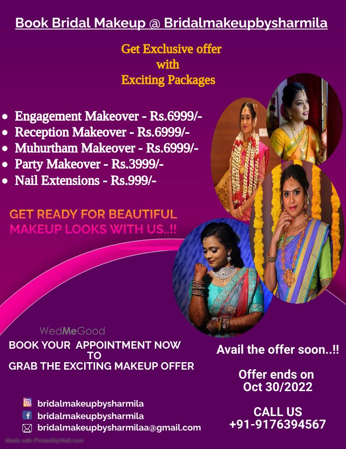 Photo From Dear brides and bride to be's exciting offers are booking fast. Book your slot soon. We have all kinds of makeover starting from 6999/-. Hurry...!!! - By Bridal Makeup by Sharmila