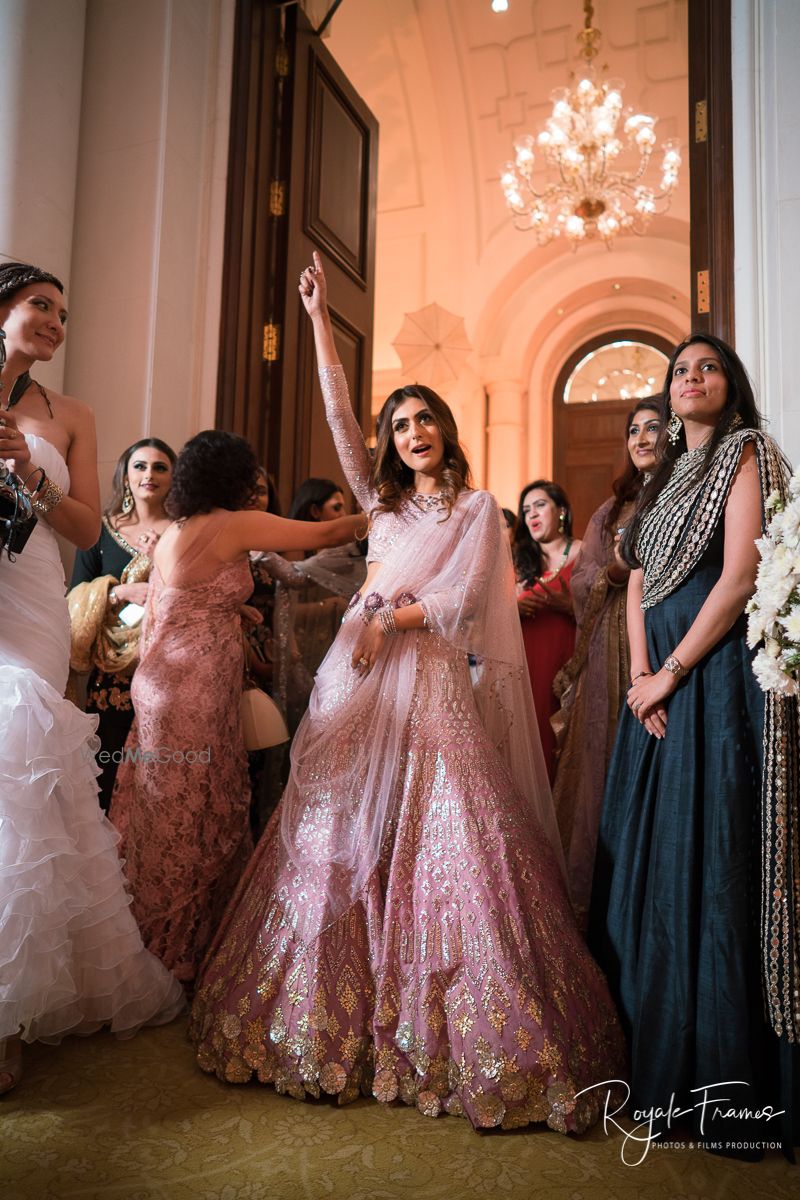 Photo of Light pink roka outfit with attached dupatta