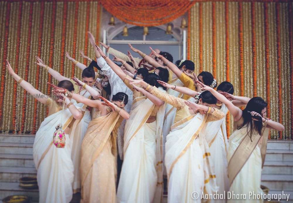 Photo of Cute bridesmaid photo with them doing the same thing