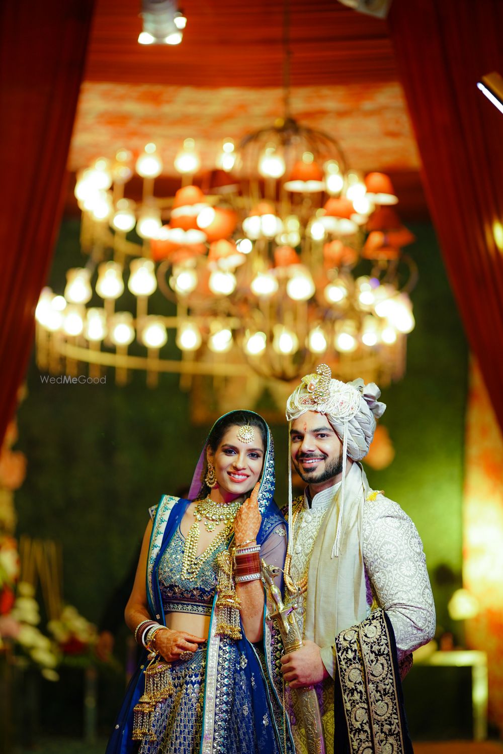 Photo of Offbeat bride and groom portrait