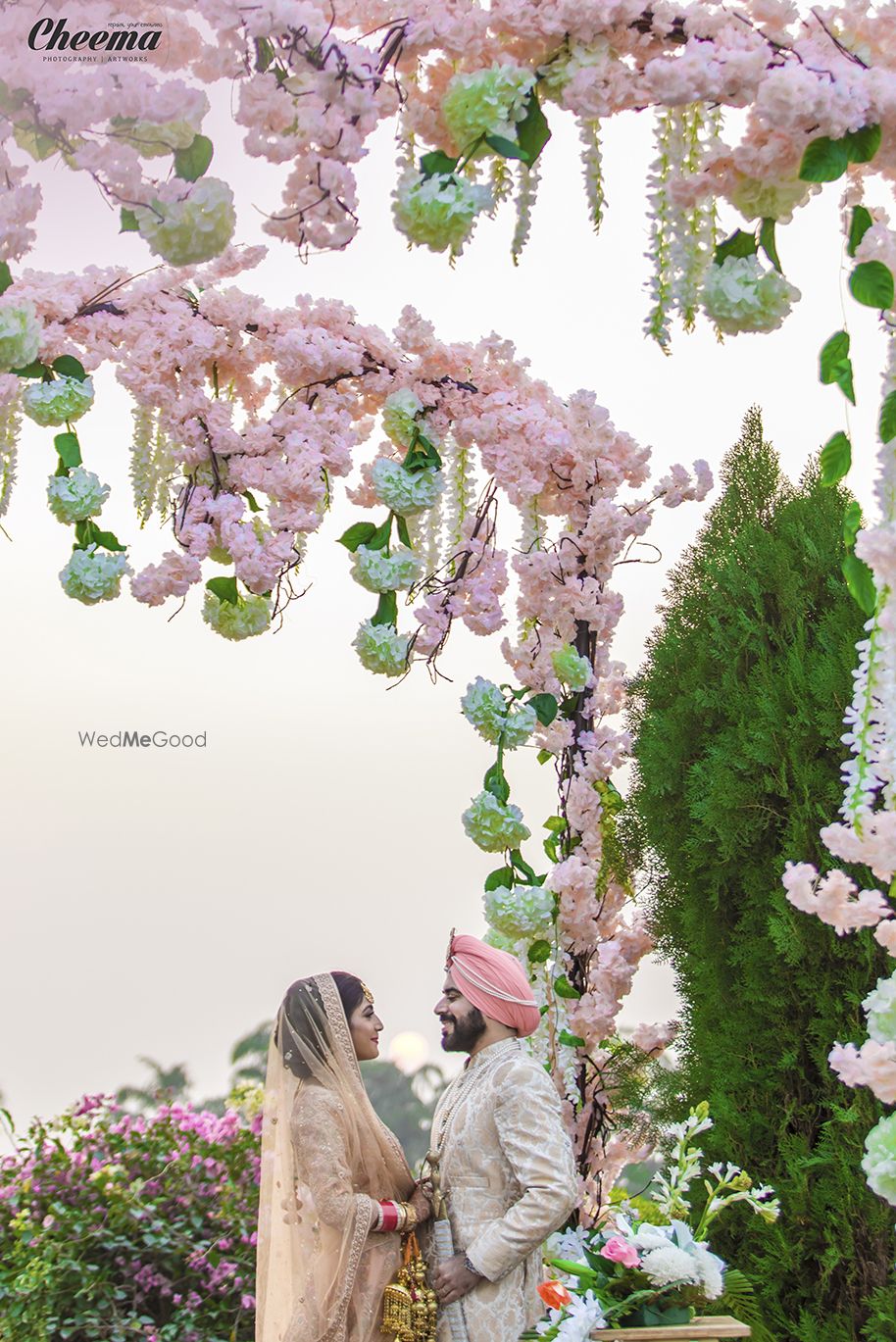 Photo of Light pink pastel floral canopy for morning wedding