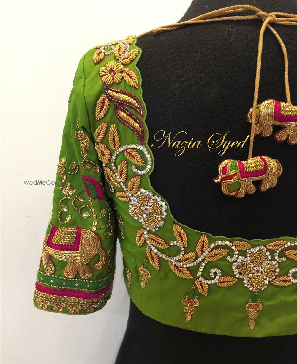 Photo of Unique blouse design with elephant motifs and latkans