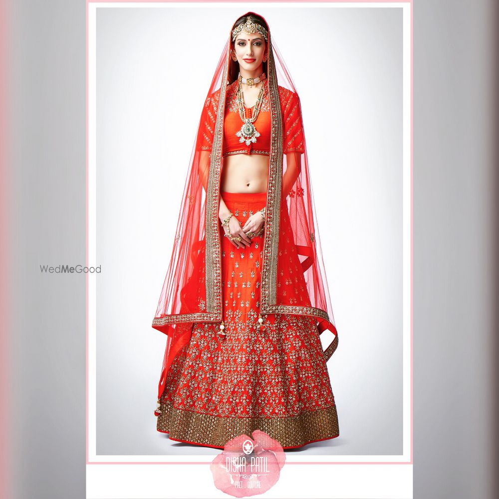 Photo of Orange Light Lehnega with Gold  Border