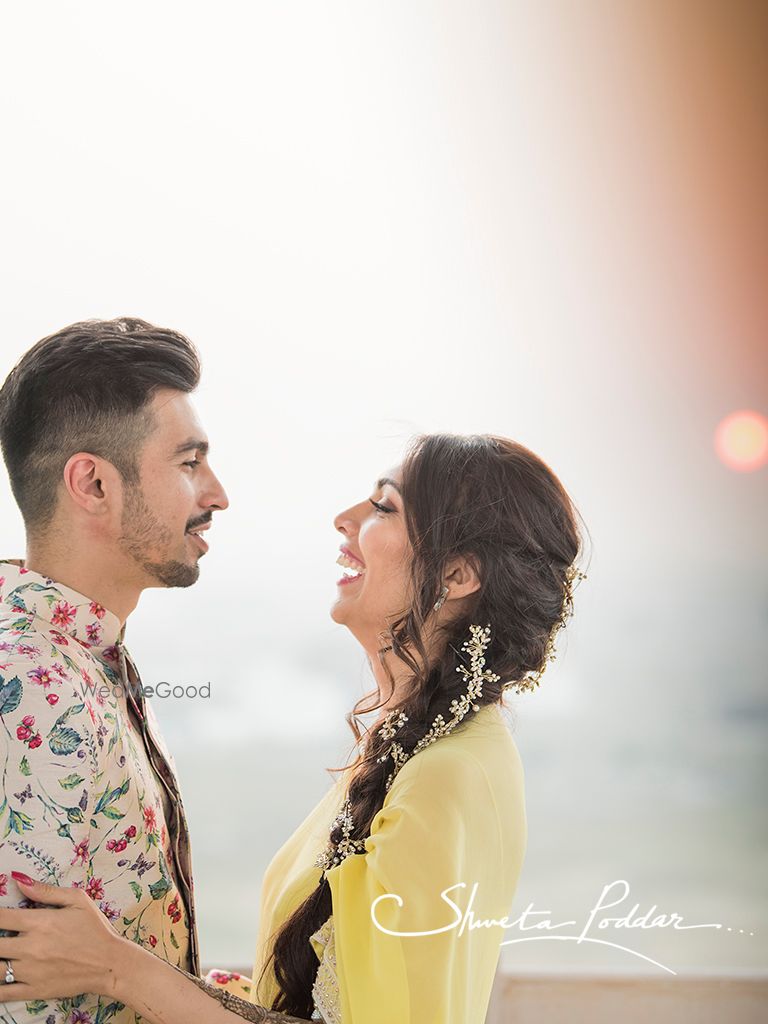 Photo of Side braid with accessory for mehendi or engagement