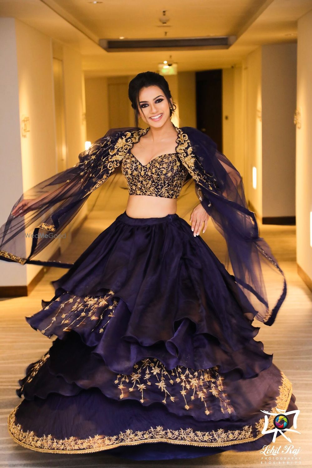 Photo of Ruffled lehenga with cape for sangeet