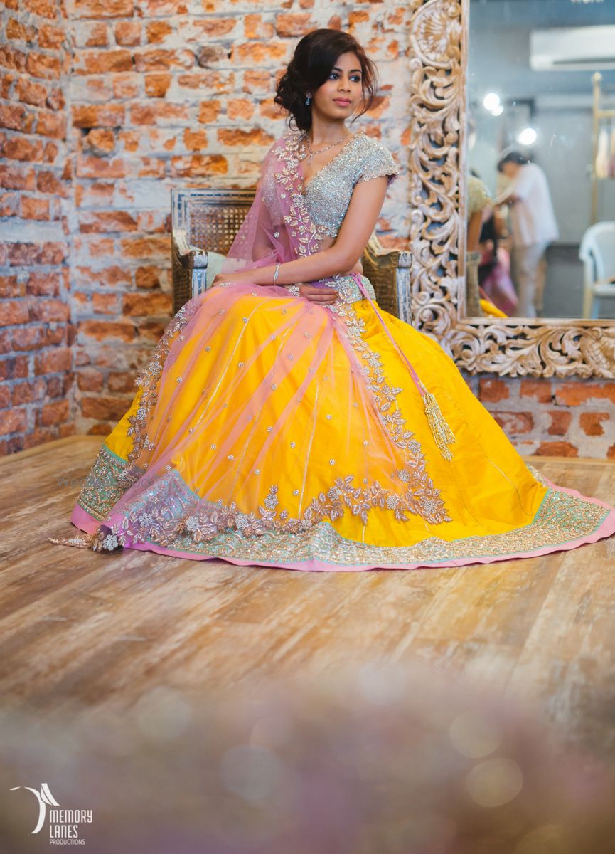 Photo of yellow sangeet lehenga