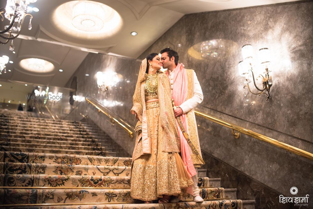 Photo of peach bridal lehenga