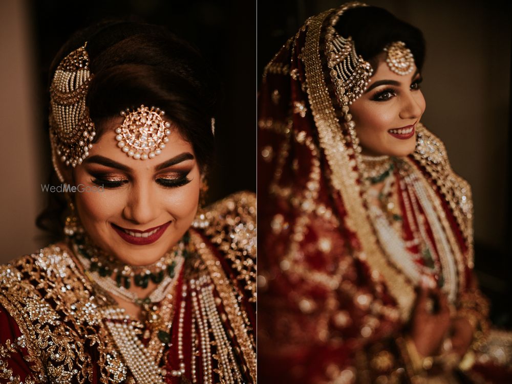 Photo of Muslim bridal look with pearl jhoomer