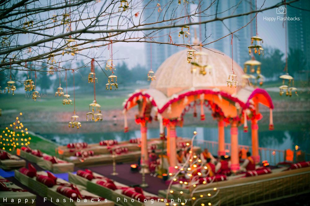 Photo of Traditional lake side mandap decor