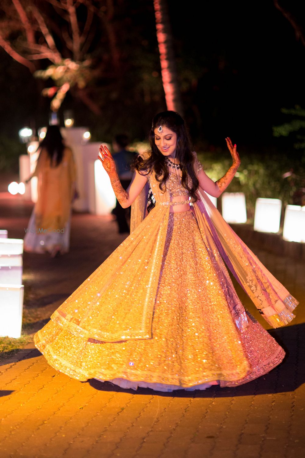 Photo of gold shimmer lehenga