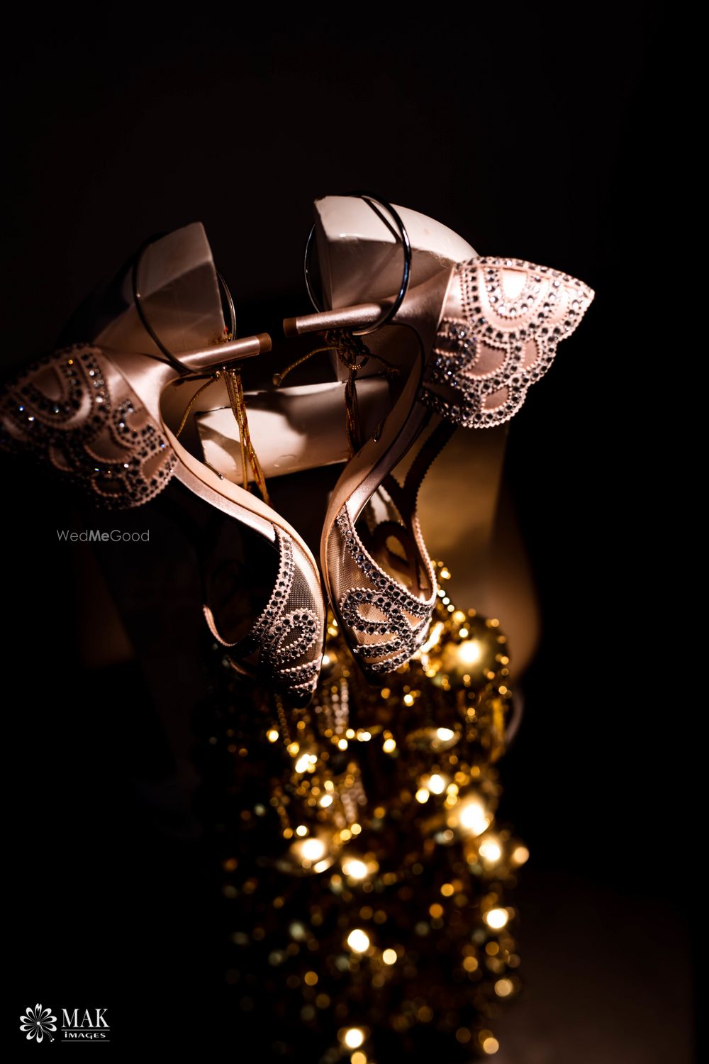 Photo of Embellished bridal shoes with interesting photography