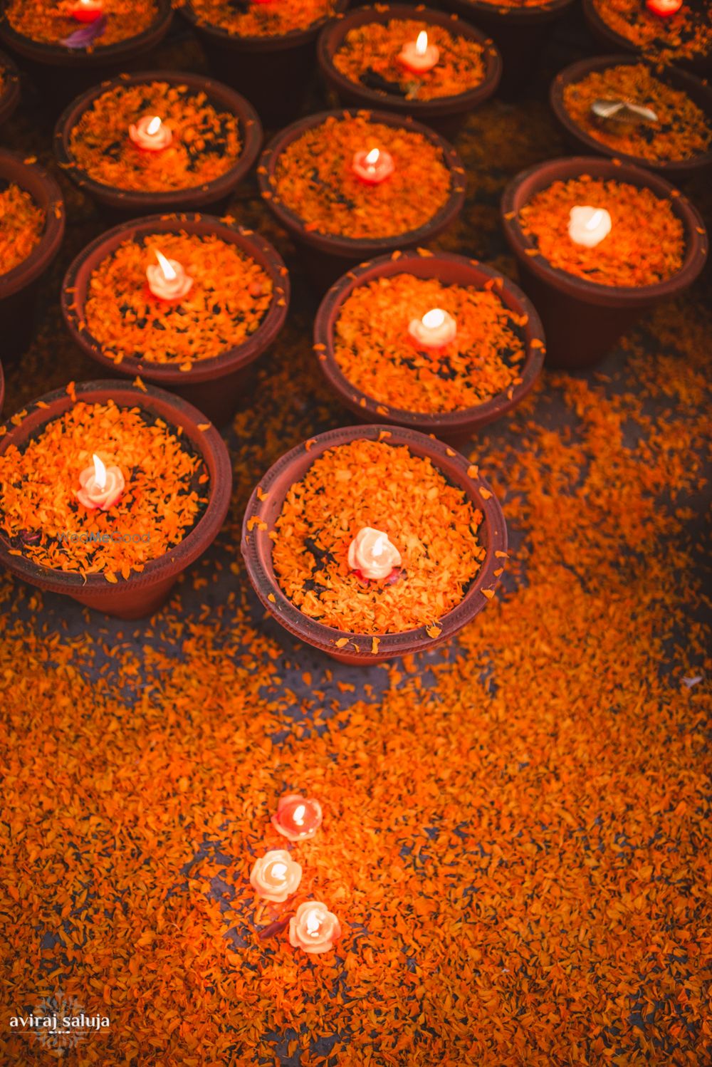 Photo of Genda Phool and Diyas Decor