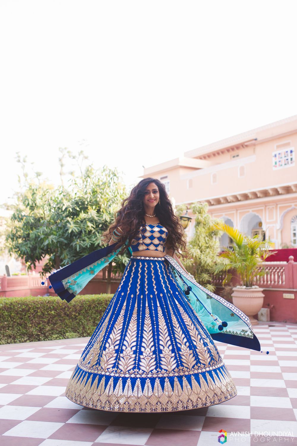 Photo of Royal Blue and Turquoise Twirling Lehenga