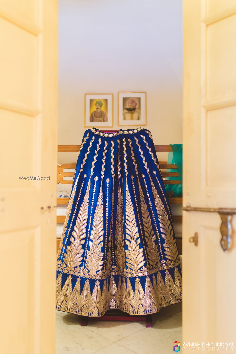 Photo of Royal Blue and Gota Lehenga on a Hanger