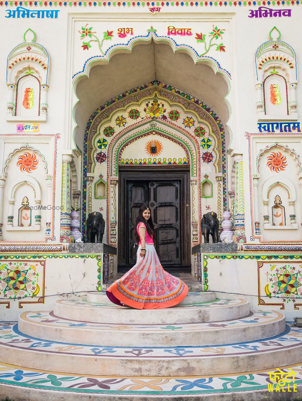 Photo of Pink and Blue Shaded Twirling Lehenga