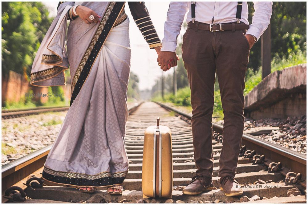 Photo of Black and White Themed Vintage Pre-Wedding Shot